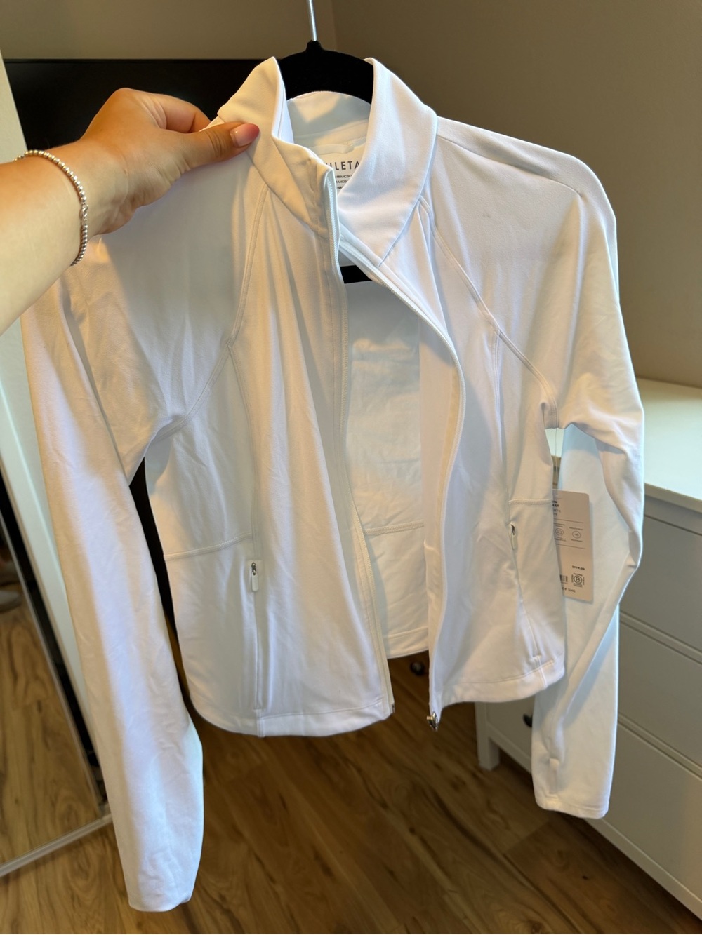 Athleta Crisp White Zip Utility Jacket